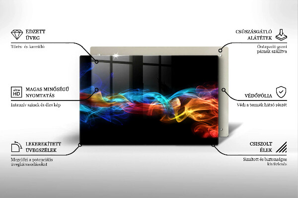 Chopping board glass Colorful smoke