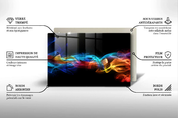 Chopping board glass Colorful smoke