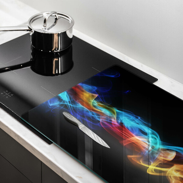 Chopping board glass Colorful smoke