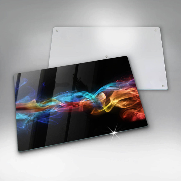 Chopping board glass Colorful smoke