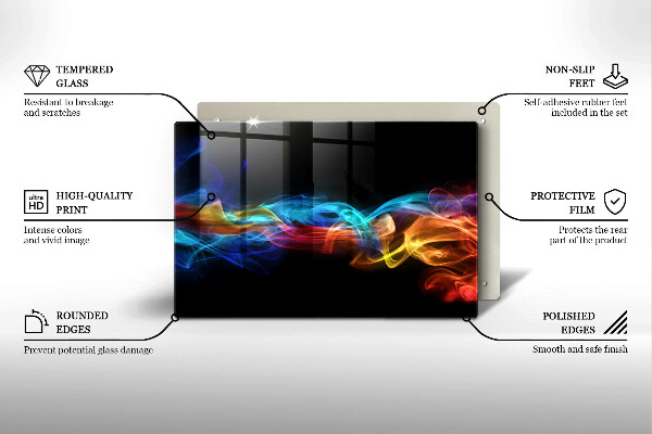 Chopping board glass Colorful smoke