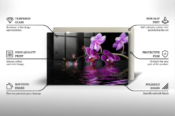 Chopping board glass Orchid Water Zen