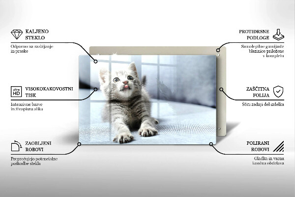 Chopping board glass Little cute kitty