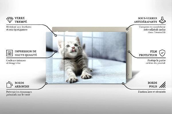 Chopping board glass Little cute kitty