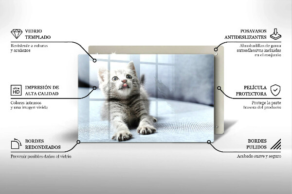 Chopping board glass Little cute kitty