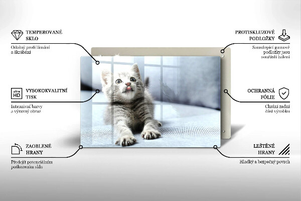 Chopping board glass Little cute kitty