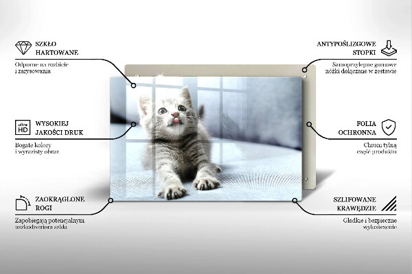 Chopping board glass Little cute kitty