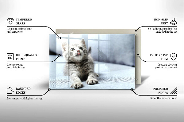 Chopping board glass Little cute kitty