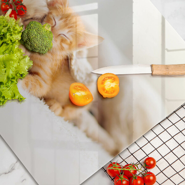 Chopping board glass Animals dog and cat