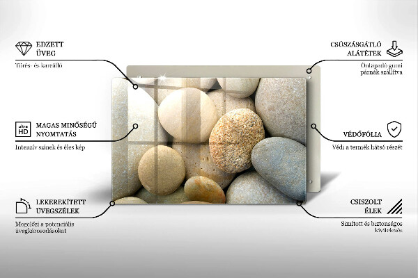 Chopping board glass Oval stone pattern