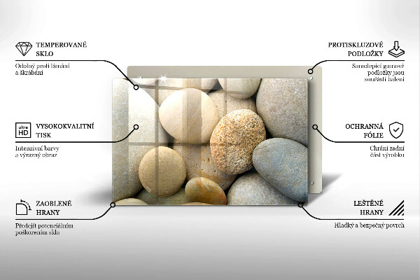 Chopping board glass Oval stone pattern