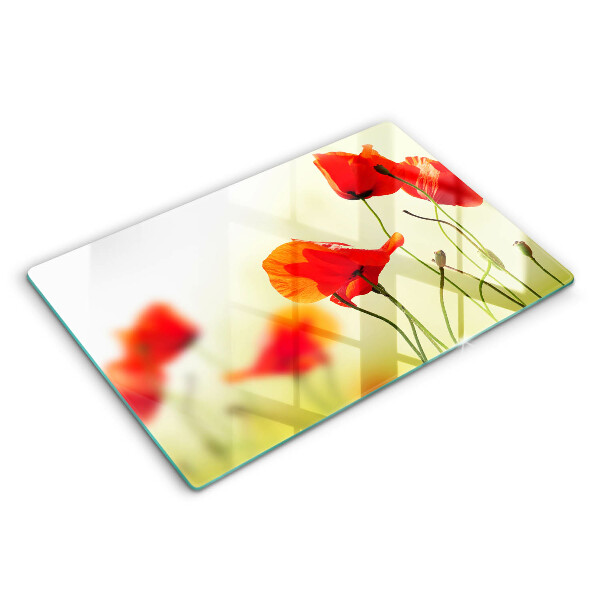 Chopping board glass Red flowers