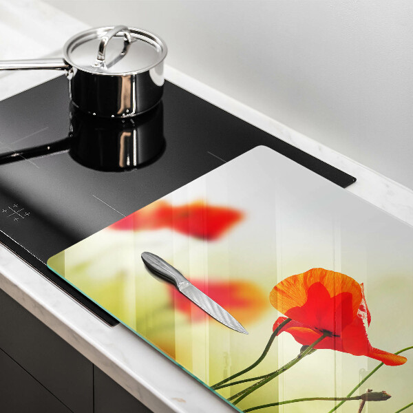 Chopping board glass Red flowers