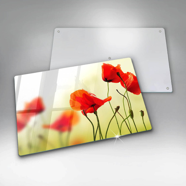 Chopping board glass Red flowers