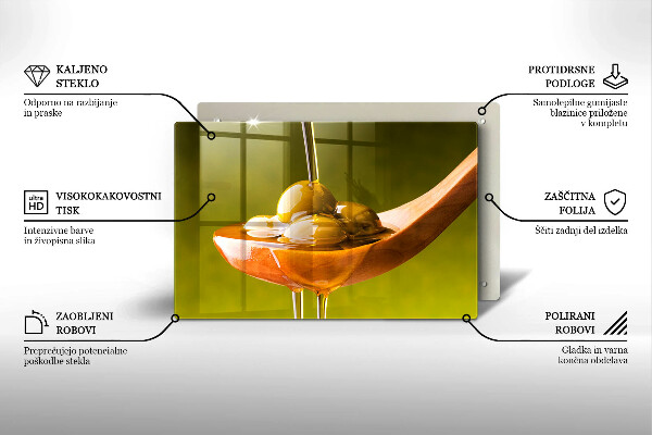 Chopping board glass Oliwa and olives