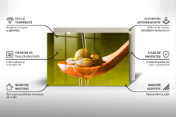 Chopping board glass Oliwa and olives
