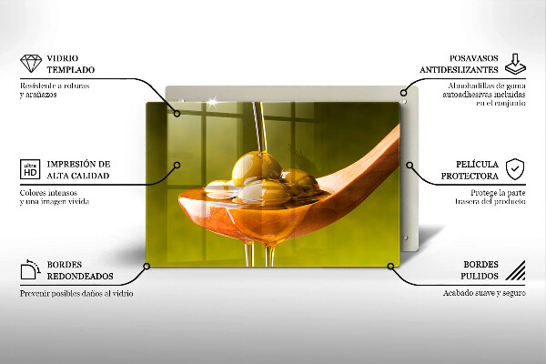 Chopping board glass Oliwa and olives