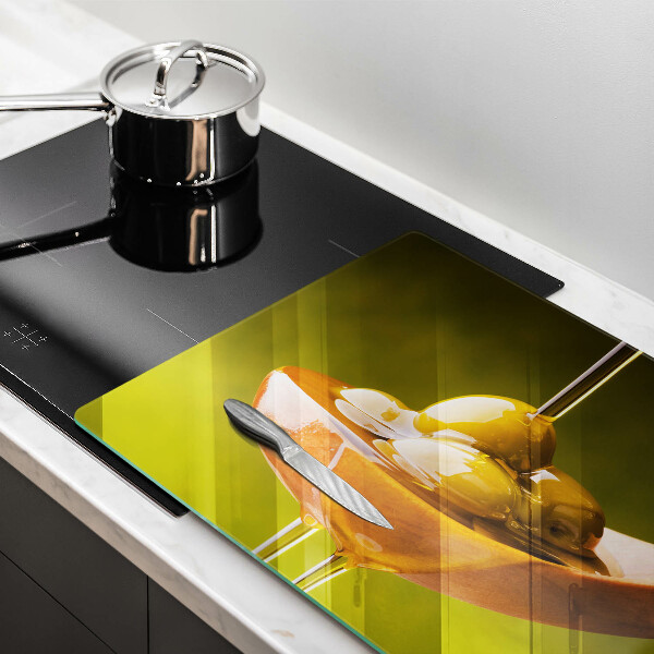 Chopping board glass Oliwa and olives