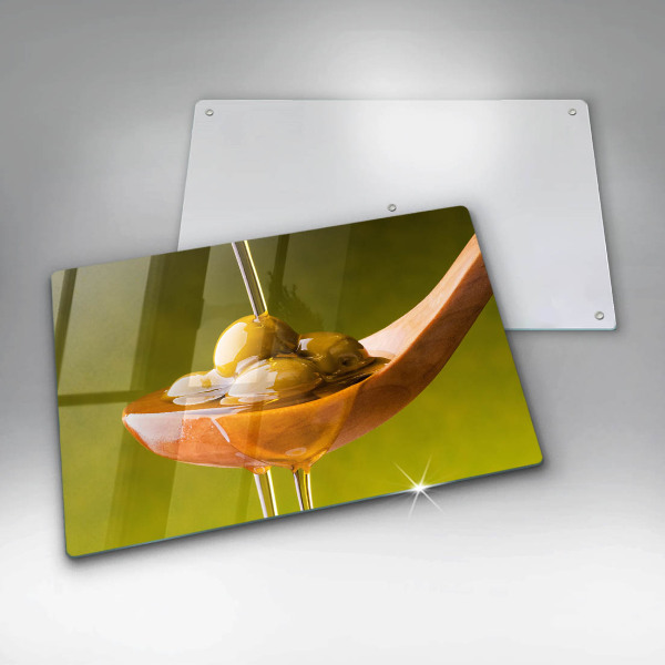 Chopping board glass Oliwa and olives