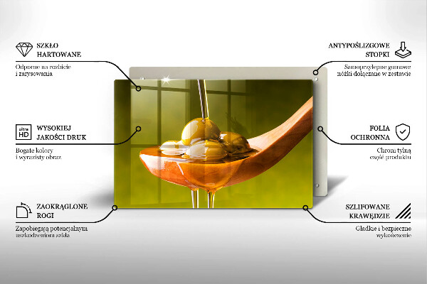 Chopping board glass Oliwa and olives