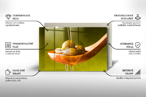 Chopping board glass Oliwa and olives