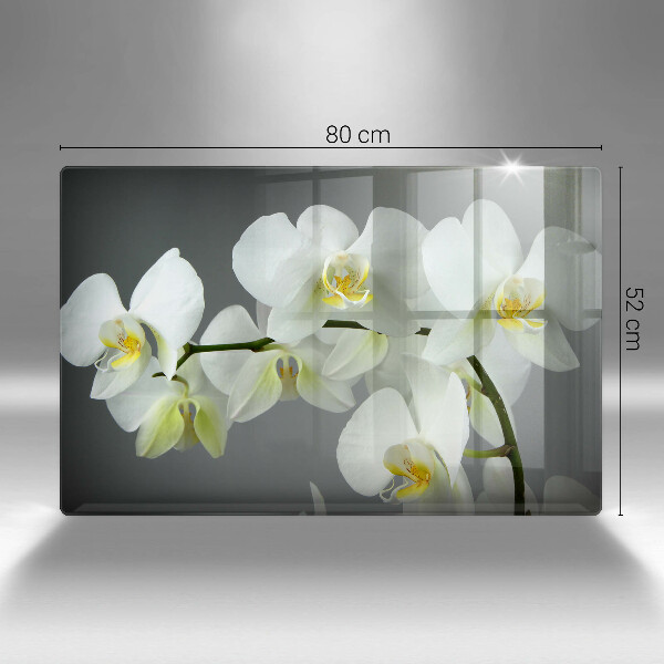 Chopping board glass White orchid flowers