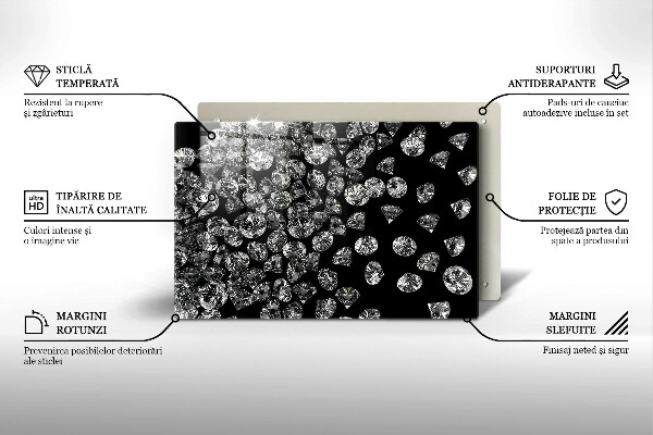 Chopping board glass Diamonds