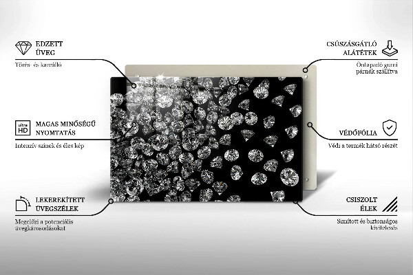 Chopping board glass Diamonds