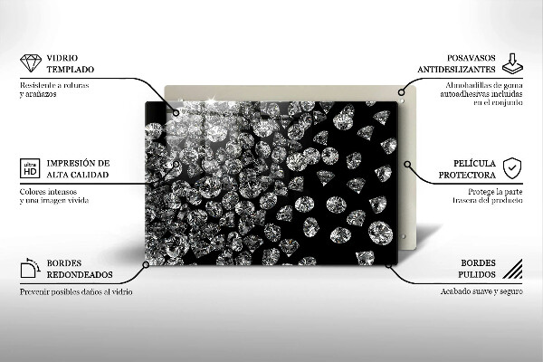 Chopping board glass Diamonds