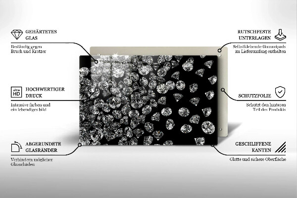 Chopping board glass Diamonds