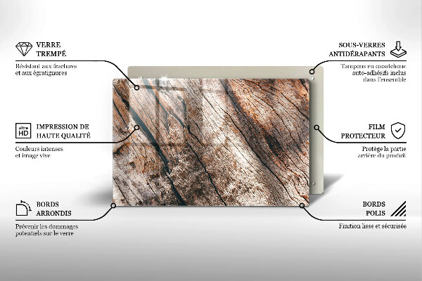 Glass cutting board Wood structure