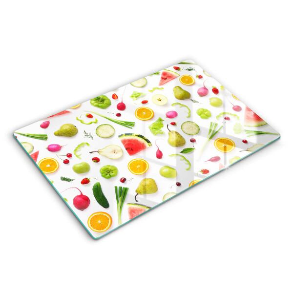 Glass cutting board Fruit and vegetables pattern