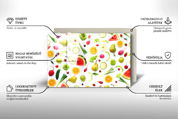 Glass cutting board Fruit and vegetables pattern
