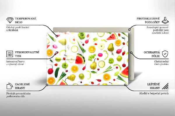Glass cutting board Fruit and vegetables pattern