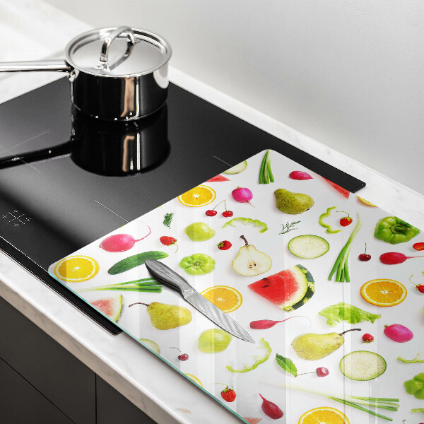 Glass cutting board Fruit and vegetables pattern