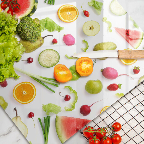 Glass cutting board Fruit and vegetables pattern