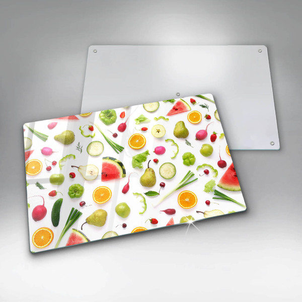 Glass cutting board Fruit and vegetables pattern