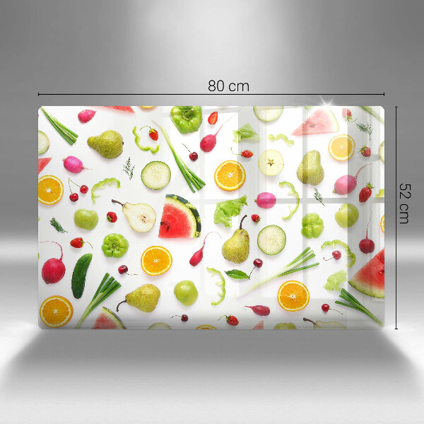 Glass cutting board Fruit and vegetables pattern