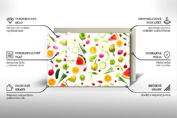 Glass cutting board Fruit and vegetables pattern