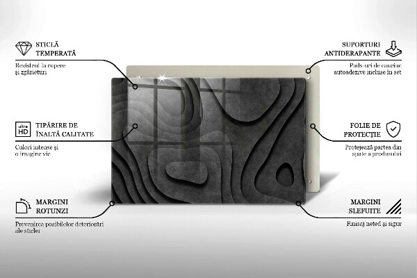 Chopping board glass 3D stone shapes