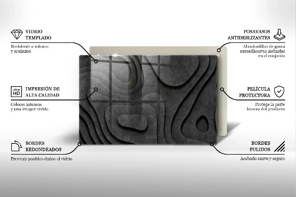 Chopping board glass 3D stone shapes