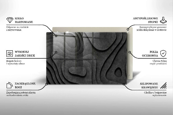 Chopping board glass 3D stone shapes