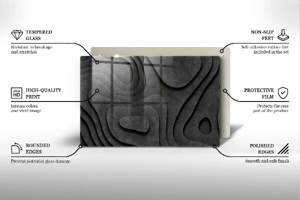 Chopping board glass 3D stone shapes