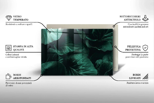 Chopping board glass Wild dark leaves