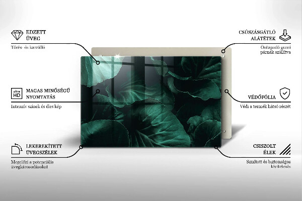 Chopping board glass Wild dark leaves