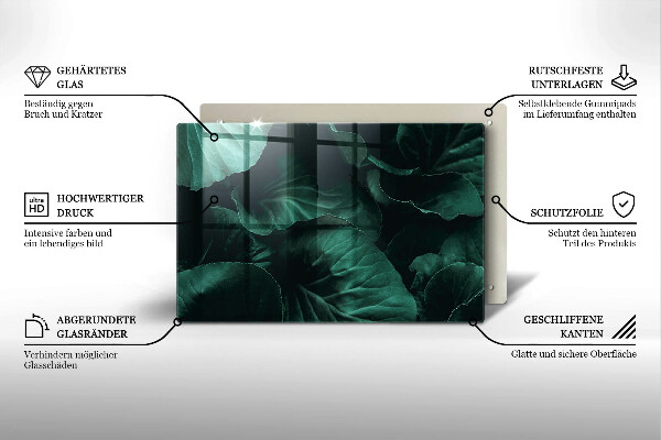 Chopping board glass Wild dark leaves