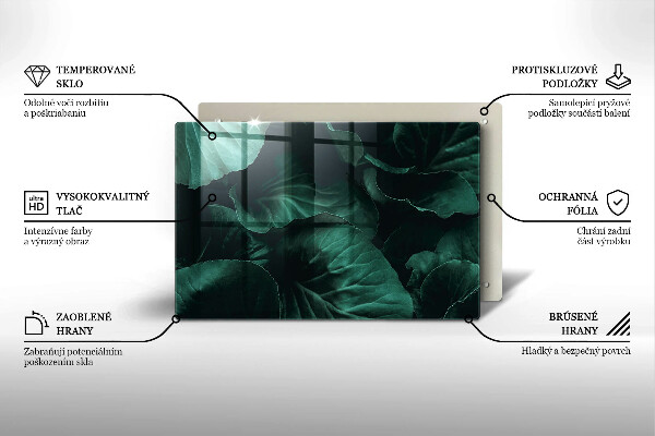 Chopping board glass Wild dark leaves