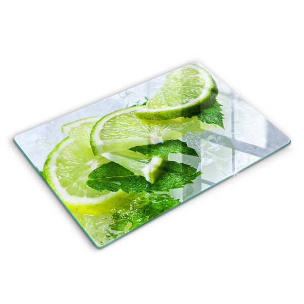 Chopping board glass Lime mint and ice