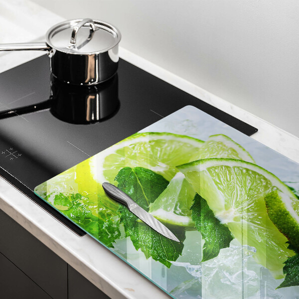 Chopping board glass Lime mint and ice