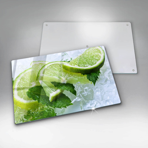Chopping board glass Lime mint and ice